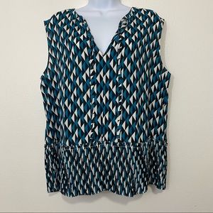 NWT Worthington Size Large Turquoise and Black Top